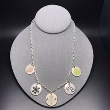 Christmas Charm Necklace Silver Tone Snowman Tree Snowflake Stocking Holiday