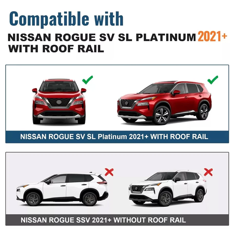 2x Roof Rack Cross Bar for Nissan Rogue 2021 2022 2023 2024 SV SL Cargo Carrier - Imagem 2 de 4