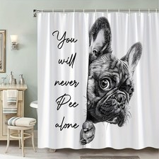 Funny French Bulldog Shower Curtain You Will Never Pee Alone Bathroom Decor Hook