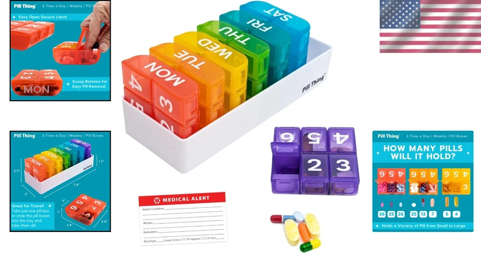 Large Capacity 7-Day Pill Organizer & Holder Tray - Easy Access, Secure Storage - Image 2 of 4