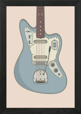 Sonic Gray Jag Gitarre gerahmtes Wandbild Poster Leinwanddruck Bild