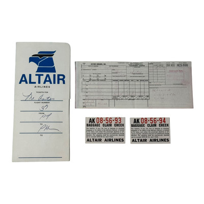 1973 Altair Airlines Flight & Baggage Tickets - Avoca AVP To Philadelphia