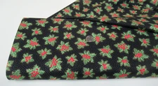 Timeless Treasures quilt-craft fabric HOLIDAY HOLLY black 2 yds (cm-3715) w-Gold