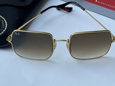 NEW Ray-Ban RB1971 9147/51 SQUARE CLASSIC Polished Gold Grad Brown Sunglasses 54