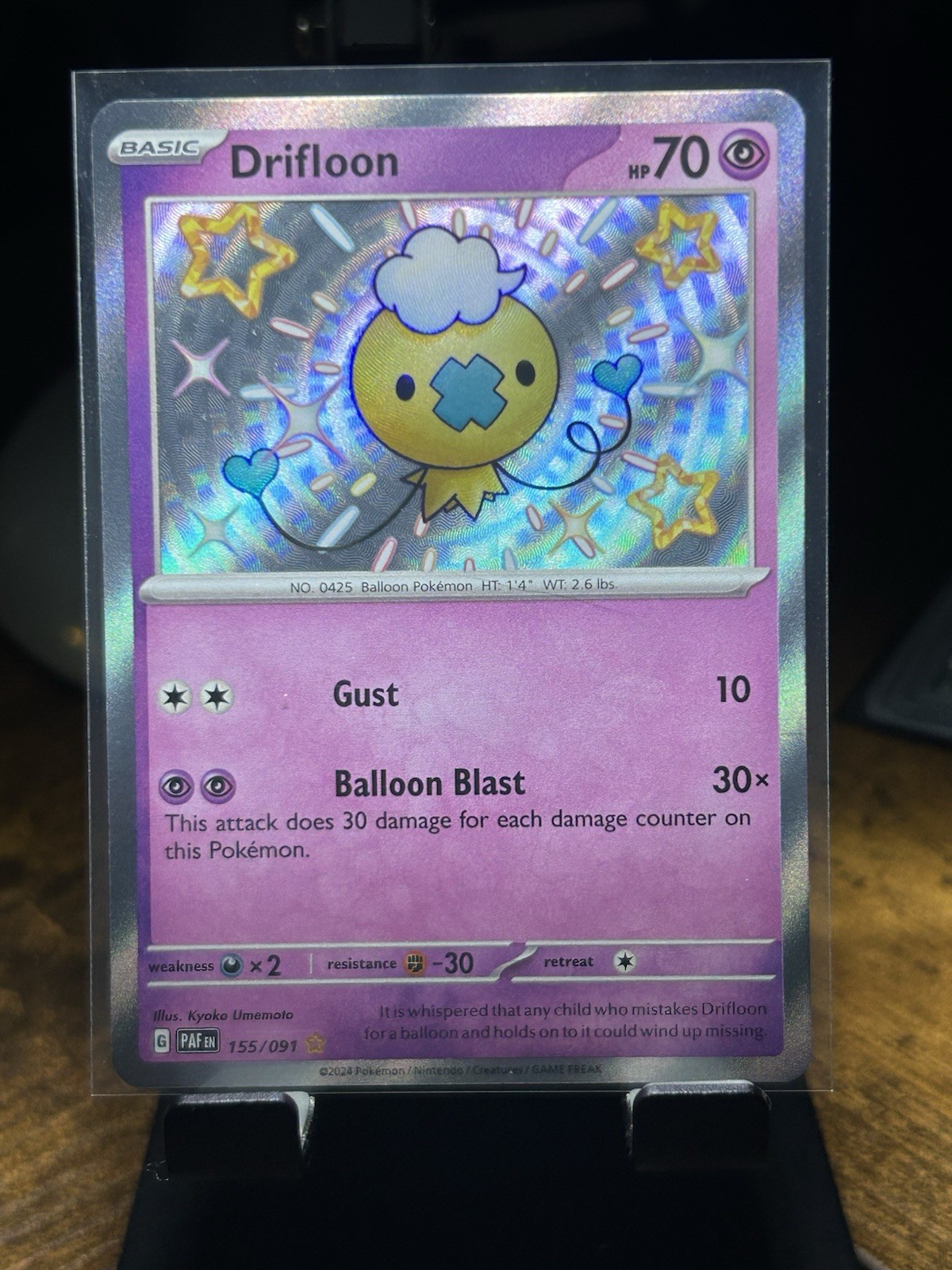 Drifloon 155/091 SV: Paldean Fates Holo Shiny Rare Basic 70 HP English NM