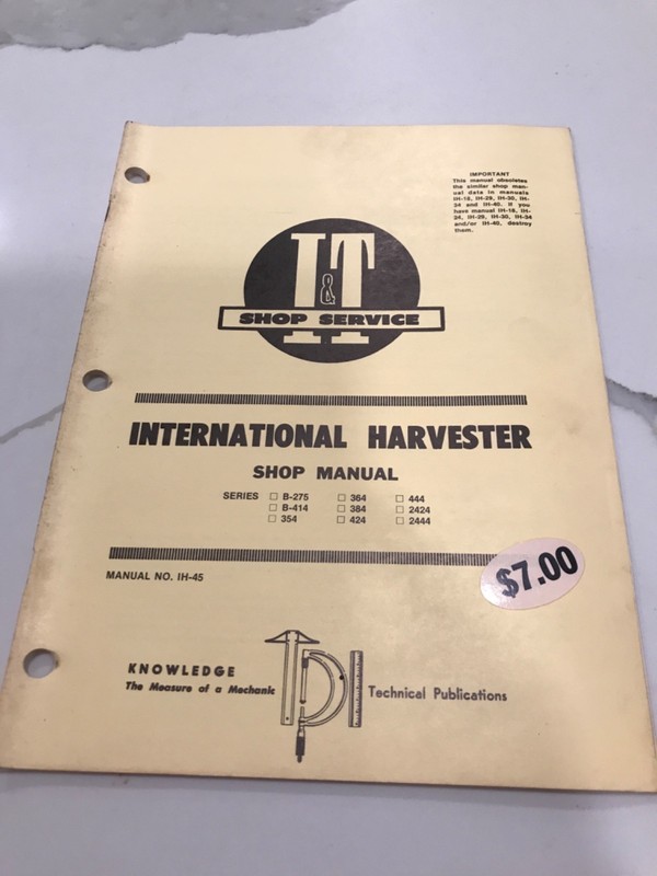 Vtg 1979 International Harvester Shop Manual - Manual IH-45 - free postage
