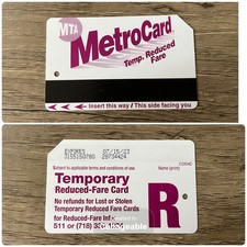 NYC MTA MetroCard Tarifa Reducida Temporal RARA Versión Borgoña Tarifa Reducida