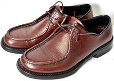 PRADA Men's Brown Leather Derby Shoes Loafers Lug Sole Made In Italy Size UK 7.5