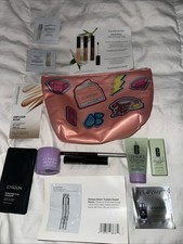 CLINIQUE Lot of 7 Travel/ Sample Size Cosmetic/Skin Care/makeup Bag  6 others