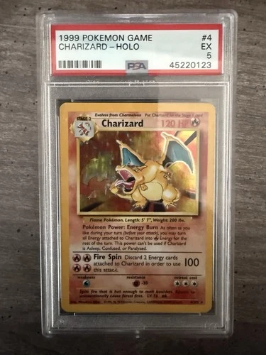 Charizard 4/102 Base Set Holo Unlimited PSA 5