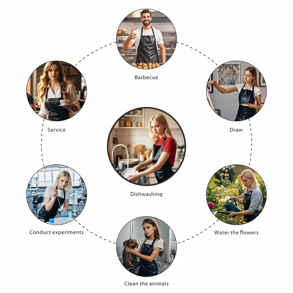 Paquete de 1 delantales de vinilo de goma impermeables ligeros de alta resistencia, resistentes a productos químicos Foto 2 de 4