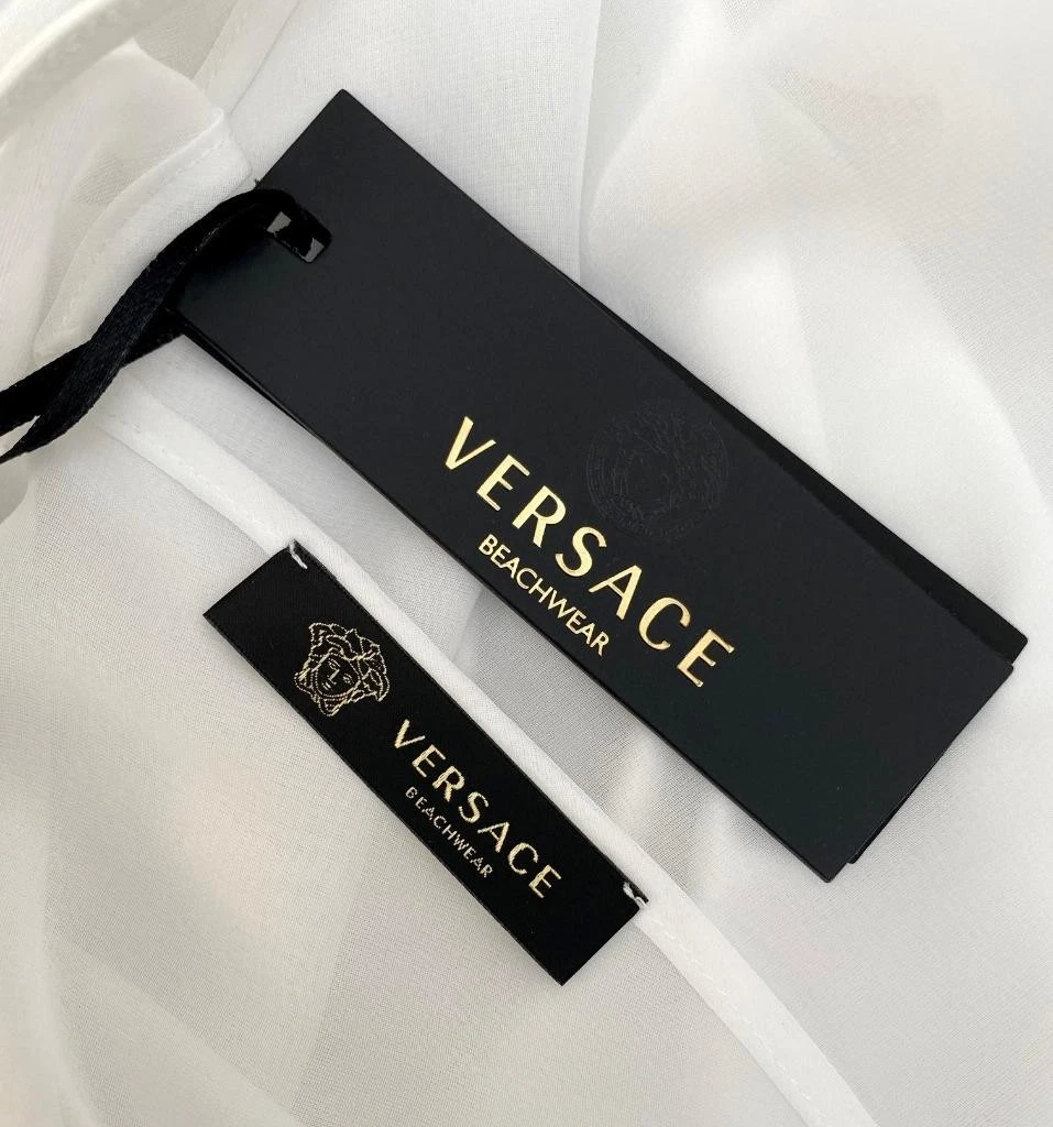 Abito top Versace bianco con logo Medusa UK12 16 US10 14 caftano nuovo