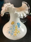 Fenton Hand Painted Butterflies & Flowers Vase