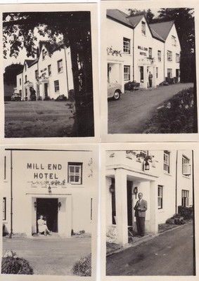 Vier kleine Vintage Fotos + Negative vom Mill End Hotel Chagford Dartmoor
