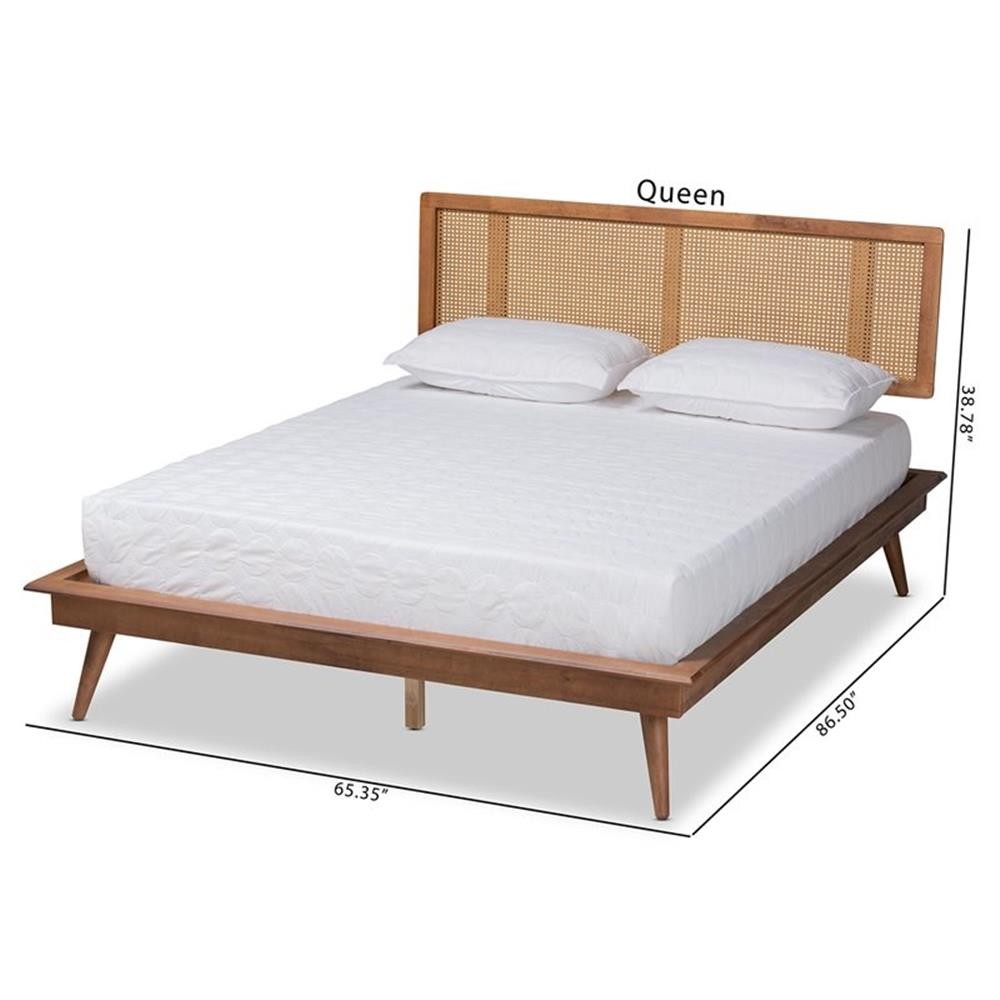 Bowery Hill Walnut Brown Finished Wood and Queen Size Platform Bed