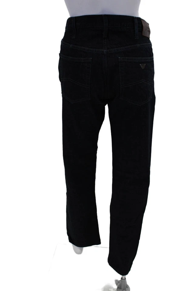 Pantalones de mezclilla Armani para mujer con cremallera tiro alto lavado oscuro pierna recta azul 31 Foto 3 de 4