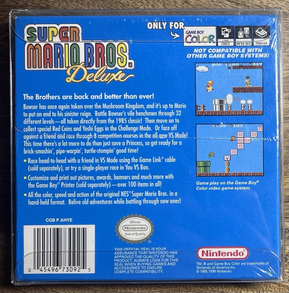 Super Mario Bros. Deluxe (Nintendo Game Boy Color, 1999) Novo lacrado de fábrica - Imagem 2 de 4
