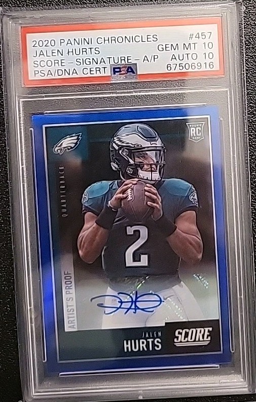 Jalen Hurts Rookie (2020) Chronicles Score Auto #/35 PSA 10 Eagles