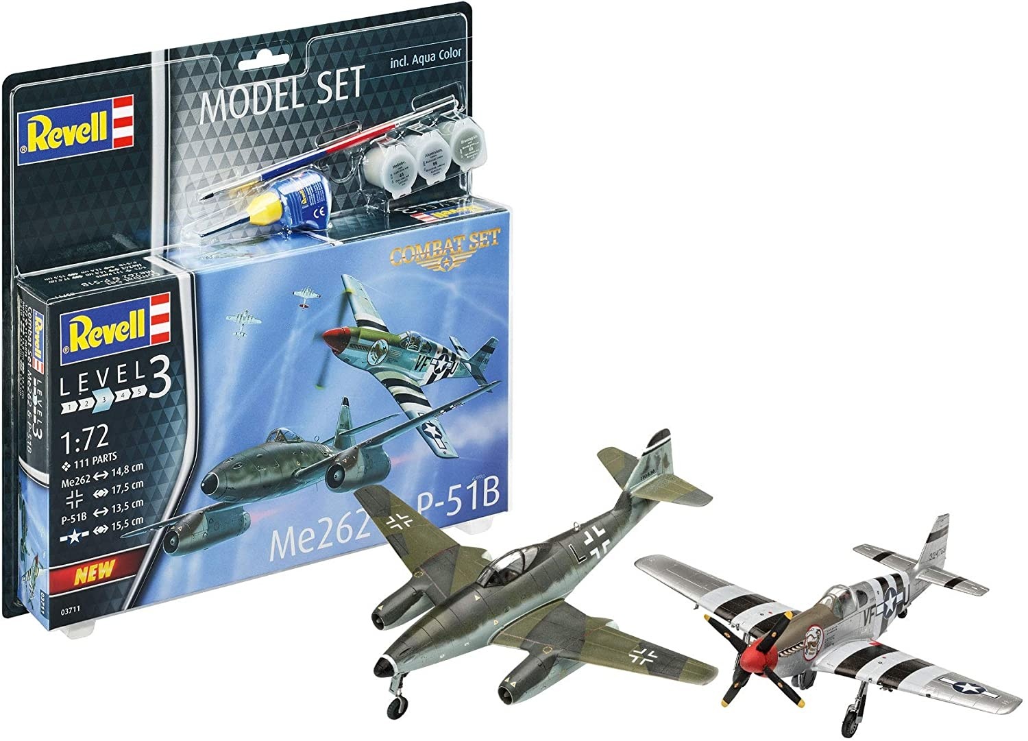 Revell Combat Set Me262 et P-51B Mustang maquette d'avion militaire à peindre échelle 1/72