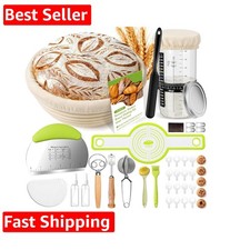 Sourdough Starter Kit, 9'' Round Banneton Bread Proofing Basket, Sourdough Ki...