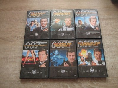 James Bond 007 Roger Moore 6 DVD Sammlung Im Angesicht Des Todes + Moonraker +..