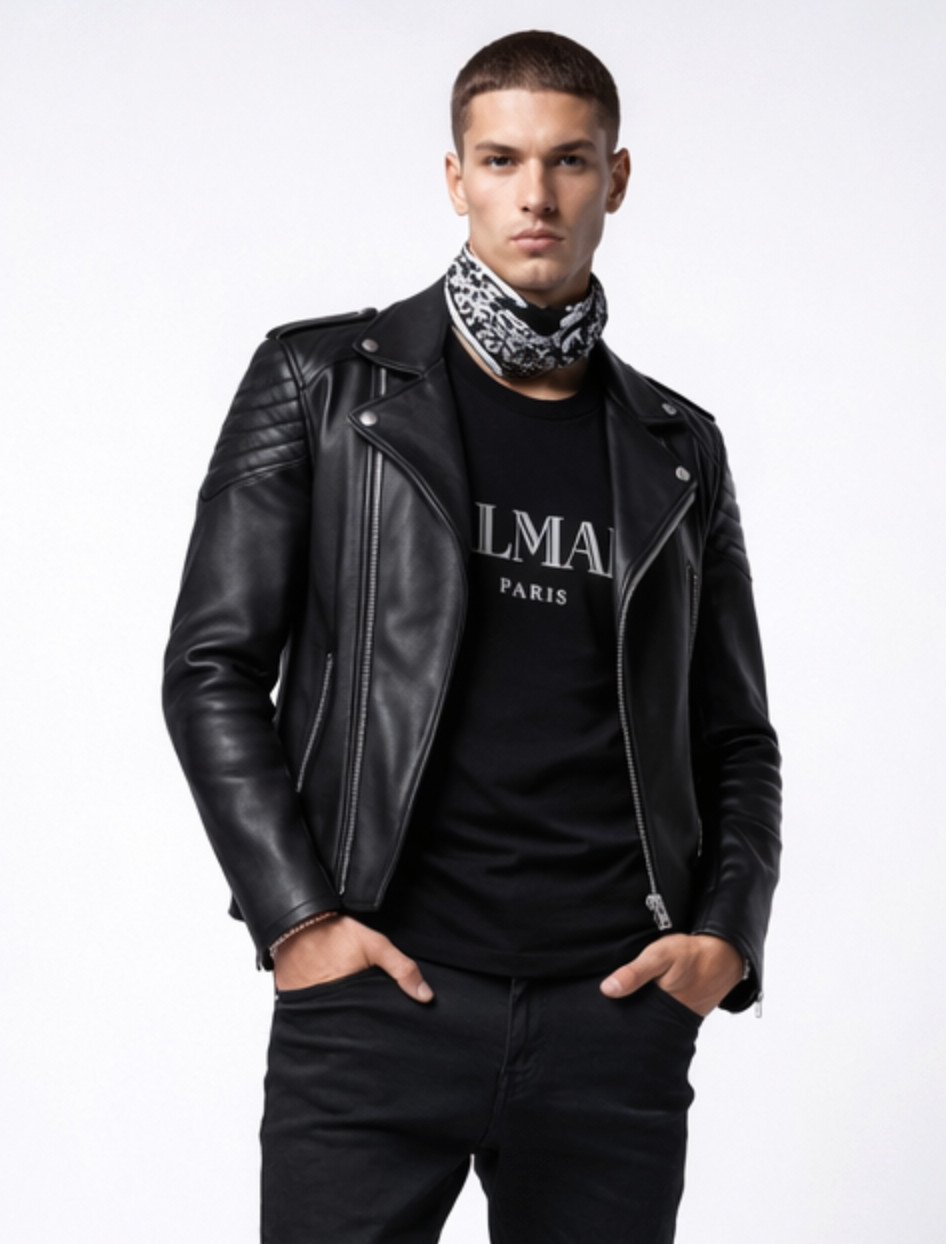 BALMAIN Paris Logo Straight Fit T-Shirt Cotton Shirt Paris Logo Tee Top New M