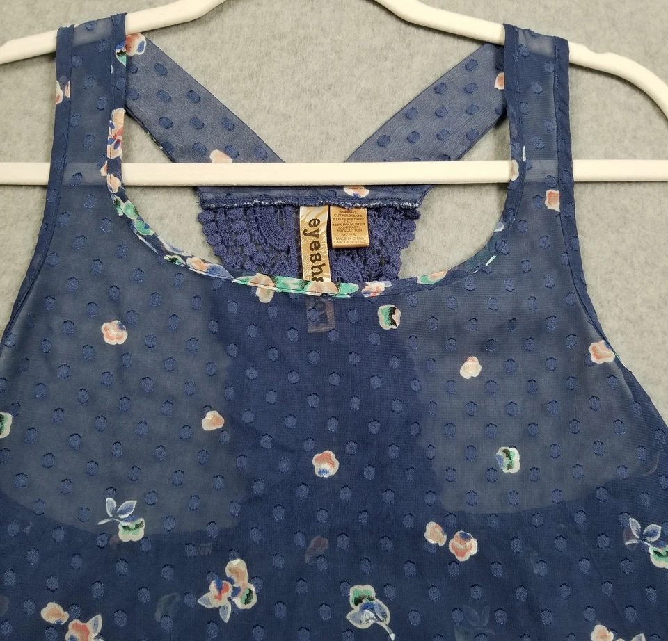 眼影背心女式小号花卉无袖透明春季夏季纹理 — 第 2/4 张图片