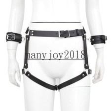 Women Faux Leather Wrist Waist Cincher Garter Belt Harness Punk Suspenders Women