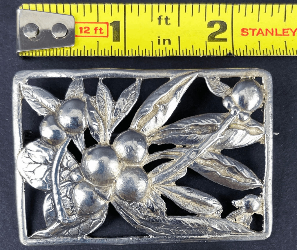 Vintage Sterling Silver Rectangular Leaf and Cran… - image 3