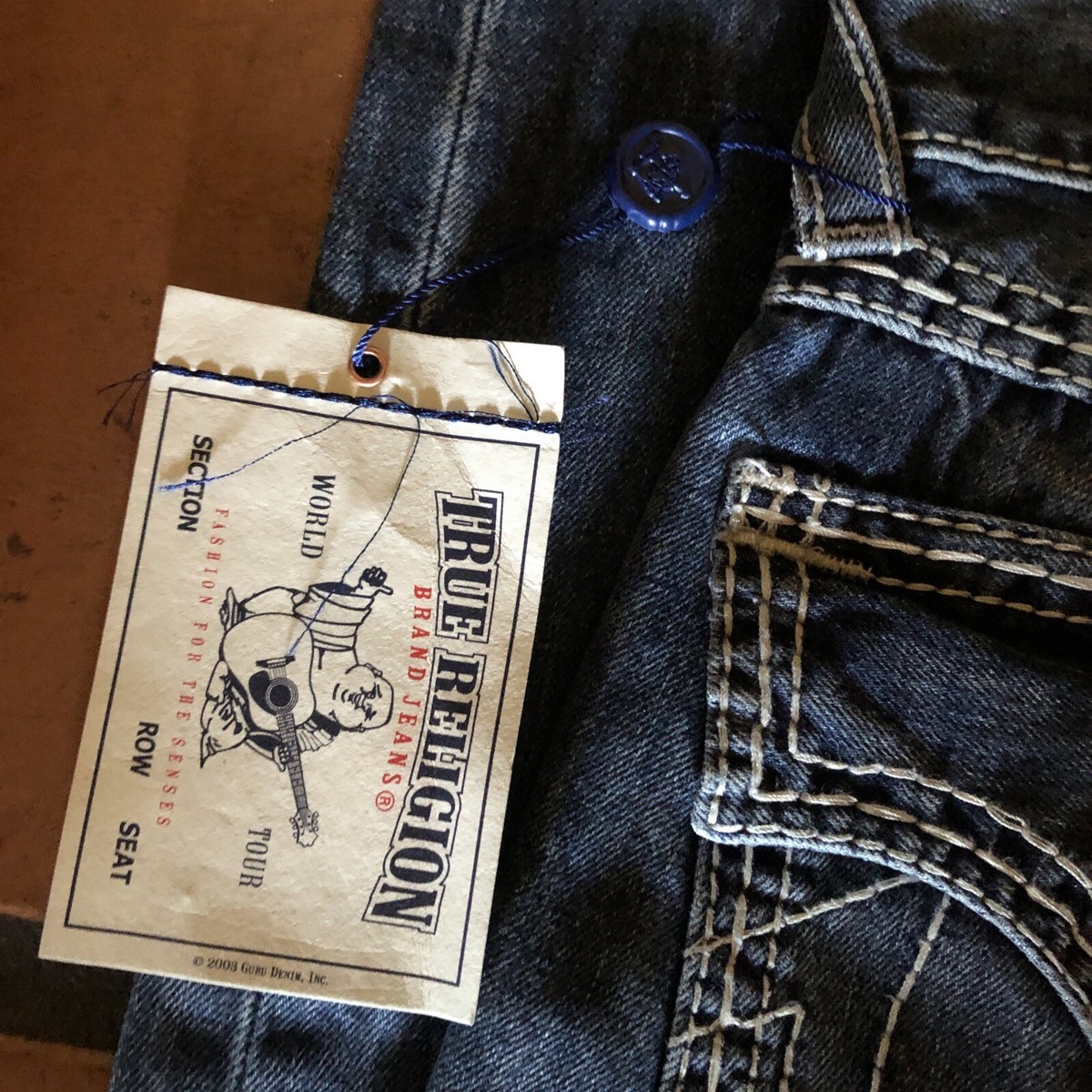 TRUE RELIGION MEN JR BIG T STRAIGHT JEANS SZ W30 X 34L BLUE