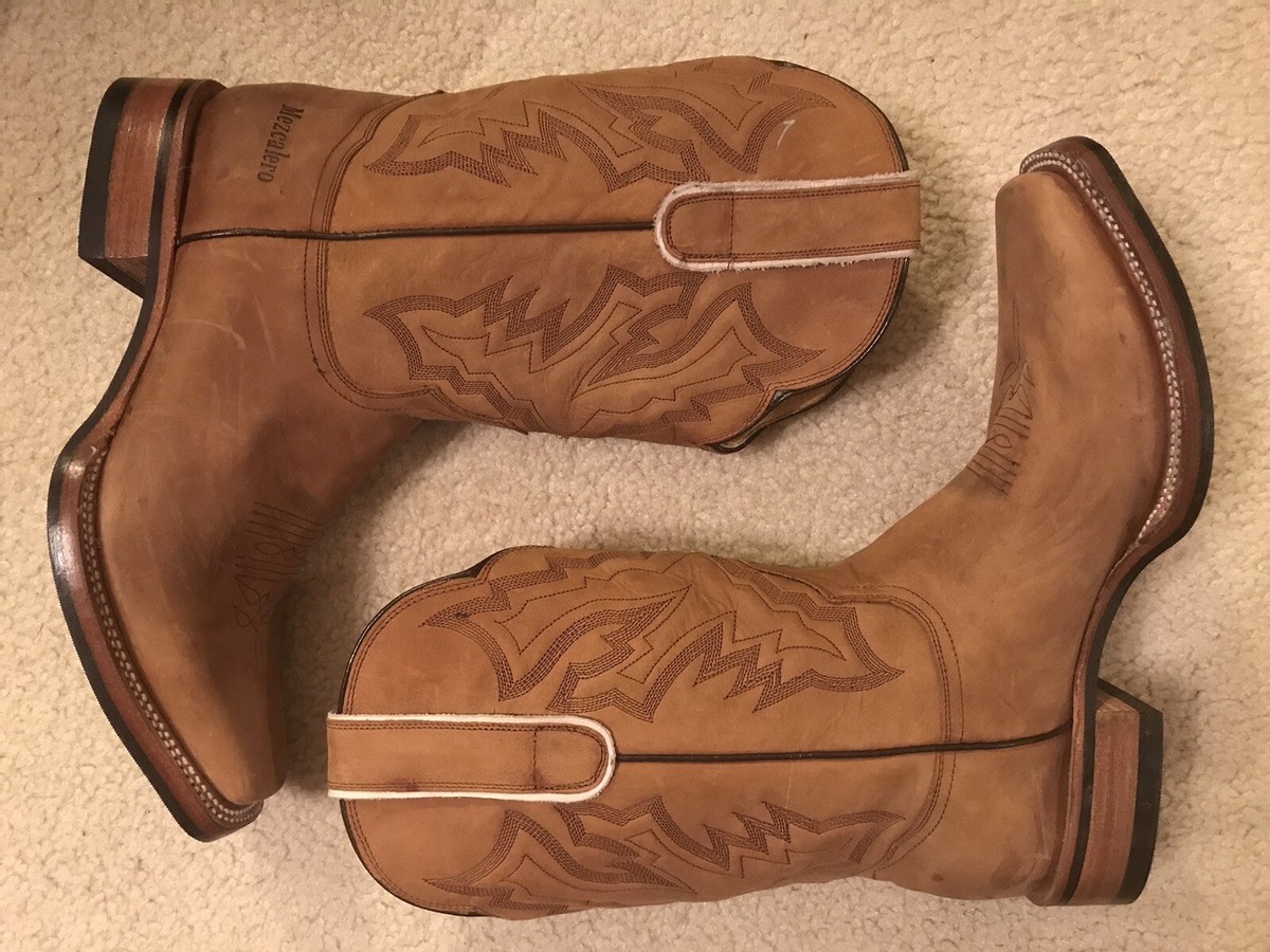 Men's Mezcalero Tan Leather Cowboy Boots Mex Sz EE/ US Sz