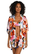 La Blanca L117605 Womens Multi Floral Print Sweemwear Cover-Up One Size