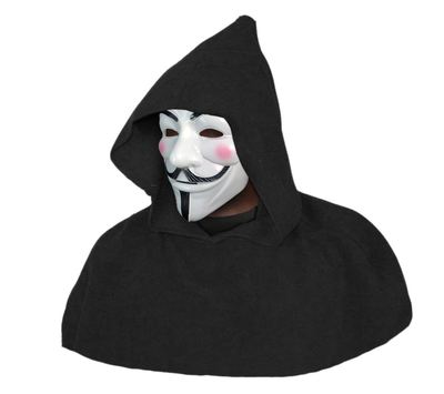 Adults Anonymous Vendetta Guy Fawkes Mask Black Fleece Hood