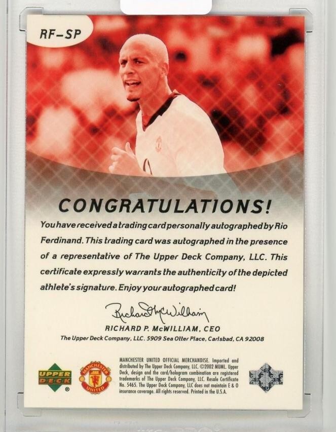 Rio Ferdinand 2002 Upper Deck Manchester United Signature
