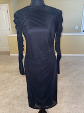 Nine West Size S Black Long Sheer Sleeved Dress