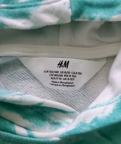 H&M Girls Sleeveless Hoodie Blue/Teal Tie Dye Pattern Size 8-10 y.o. - Picture 4 of 5