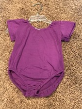 Girls M 4-5 Purple S/S Dance Costume Gymnastics Bodysuit Leotard NWT