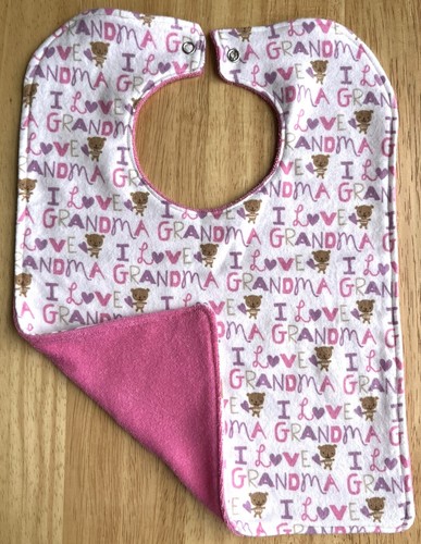 Bib for Baby or Toddler - I Love Grandma pink white - Picture 3 of 6