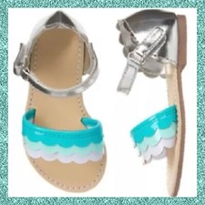 NWT Girls 8 Gymboree  TIDE POOL  Aqua Blue Metallic Peep Toe SANDALS SHOES