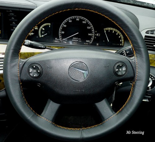Housse De Volant En Cuir Pour Jaguar X-Type 2001-2009 - Personnalisation Beige/noir Double Point - Neuf