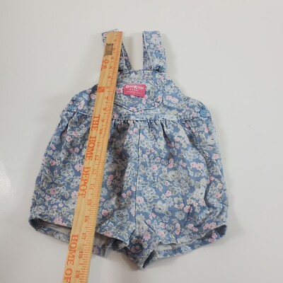 Vintage OshKosh Overall Shortall 3t Floral denim bow button Vintage OshKosh Overall Shortall 3t Floral denim bow button
