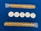 (5x)  Pure .999   Silver Rounds Bullion Estate Lot & Vials Gold Flakes - Buy 2+