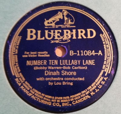 洋楽 4 Mula 1 78RPM Bluebird B-11084 Dinah Shore - Number Ten Lullaby Lane / For