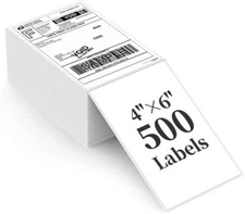 500/1000 Fanfold 4 x 6 Direct Thermal Shipping Labels for Zebra Rollo Printers