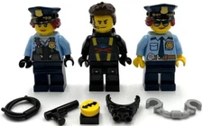 Lego New Police Officer Minifigures Handcuffs Guns Sunglasses Sold as Pictured