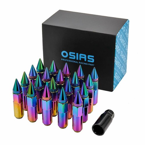 OSIAS 20-Pack M12x1.5 Racing Lug Nuts – 60mm Length – Black – With Socket Key – Fits Honda