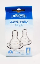 1 Dr. Brown's Natural Flow Narrow Silicone Baby Bottle Nipples 3m+ Level 2