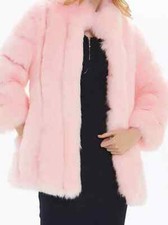 Giacca donna cappotto pelliccia ecologica sintetica lunga rosa elegante P072