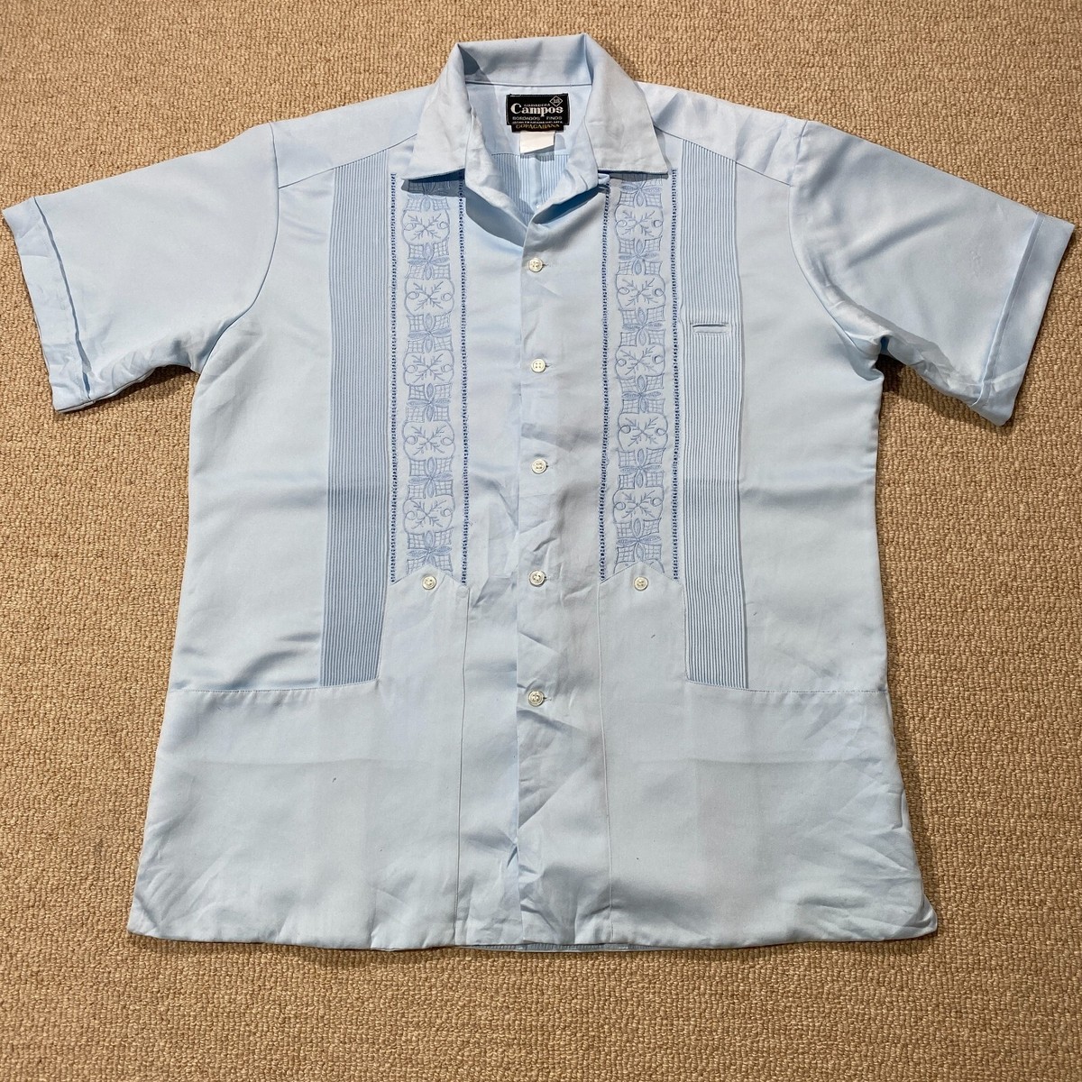 VINTAGE Campos Guayabera Cuban Shirt Mens Medium 38 70s 80s VINTAGE Campos Guayabera Cuban Shirt Mens Medium 38 70s 80s