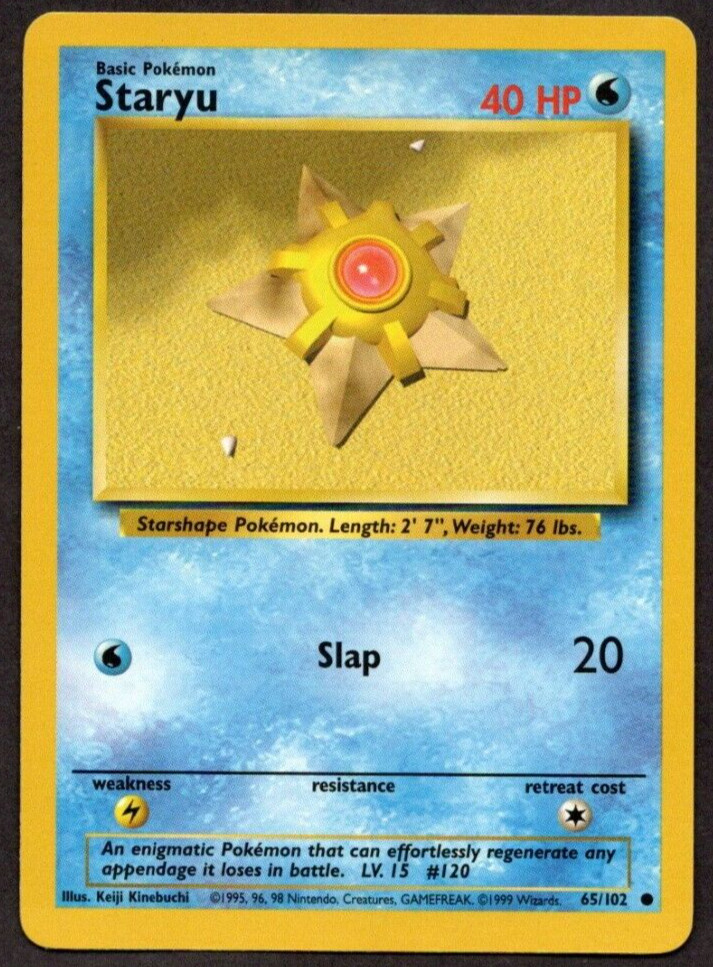 1999 Pokemon TCG Base Set Staryu Common 65/102 - LP